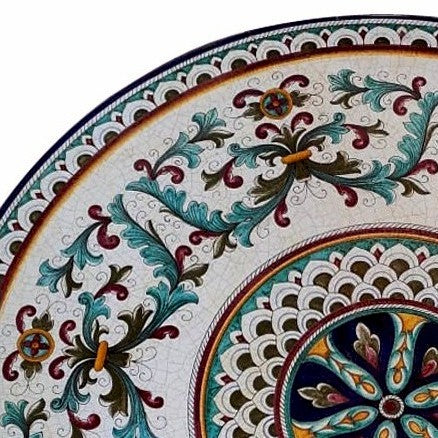 CERAMIC STONE TABLE + IRON BASE: MONREALE Design^- Hand Painted - tops-selection.shop