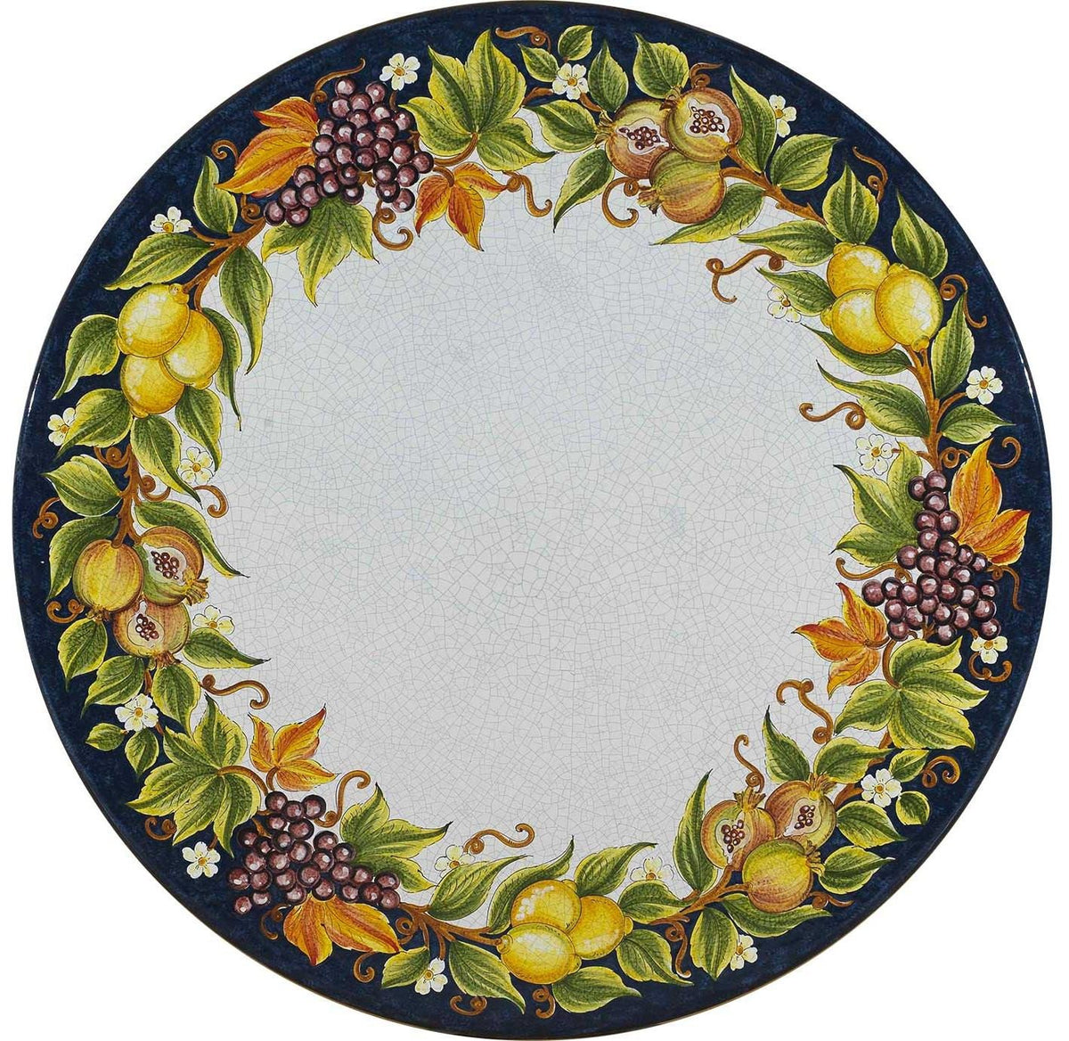 CERAMIC STONE TABLE + IRON BASE: MARATEA Design - Hand Painted in Deruta, Italy. - tops-selection.shop