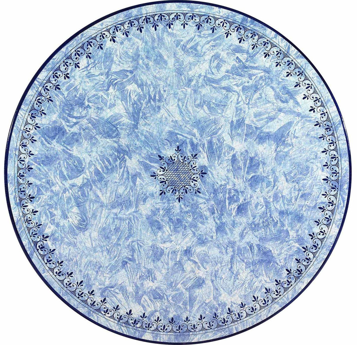 CERAMIC STONE TABLE + IRON BASE: MARSIGLIA Design - Hand Painted in Deruta, Italy. - tops-selection.shop