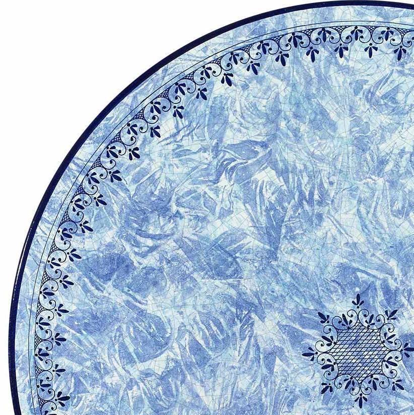 CERAMIC STONE TABLE + IRON BASE: MARSIGLIA Design - Hand Painted in Deruta, Italy. - tops-selection.shop