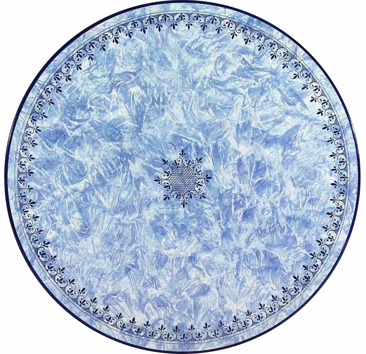 CERAMIC STONE TABLE + IRON BASE: MARSIGLIA Design - Hand Painted in Deruta, Italy. - tops-selection.shop