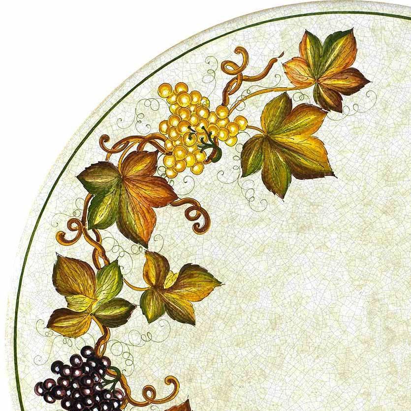 CERAMIC STONE TABLE + IRON BASE: MONTEFALCO Design - Hand Painted in Deruta, Italy. - tops-selection.shop