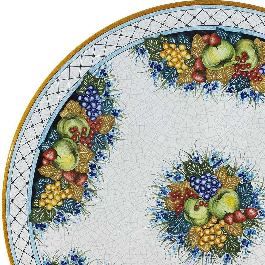 CERAMIC STONE TABLE + IRON BASE: NAPOLI Design - Hand Painted  ^ in Deruta, Italy. - tops-selection.shop