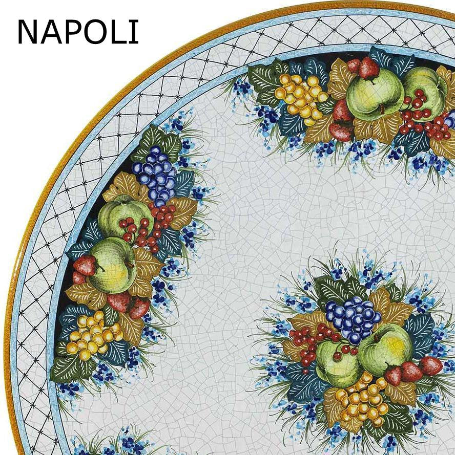 CAFE-BISTRO ROUND TABLE: Ceramic-Stone top on iron base (28" Diam. x 30" High.) in Deruta, Italy. - tops-selection.shop