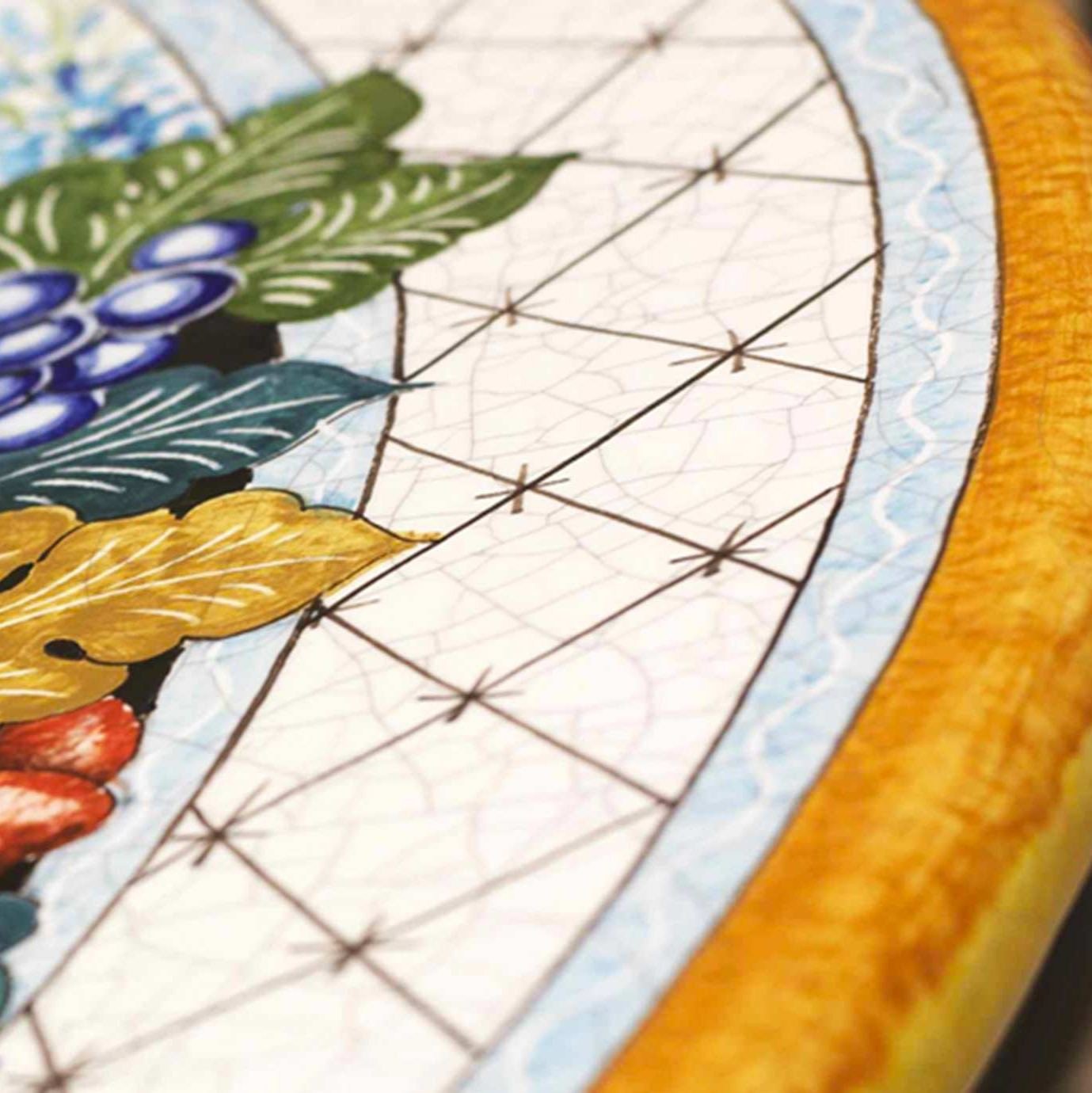 CERAMIC STONE TABLE + IRON BASE: NAPOLI Design - Hand Painted  ^ in Deruta, Italy. - tops-selection.shop