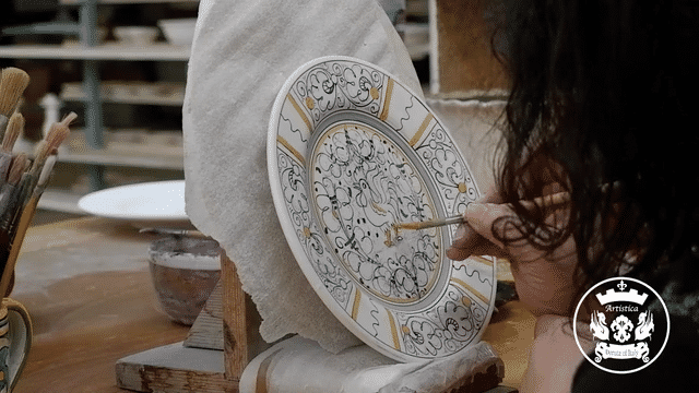 ORVIETO BLUE ROOSTER: Deruta Pizza Plate - Cake or Cheese Platter. [R] - tops-selection.shop