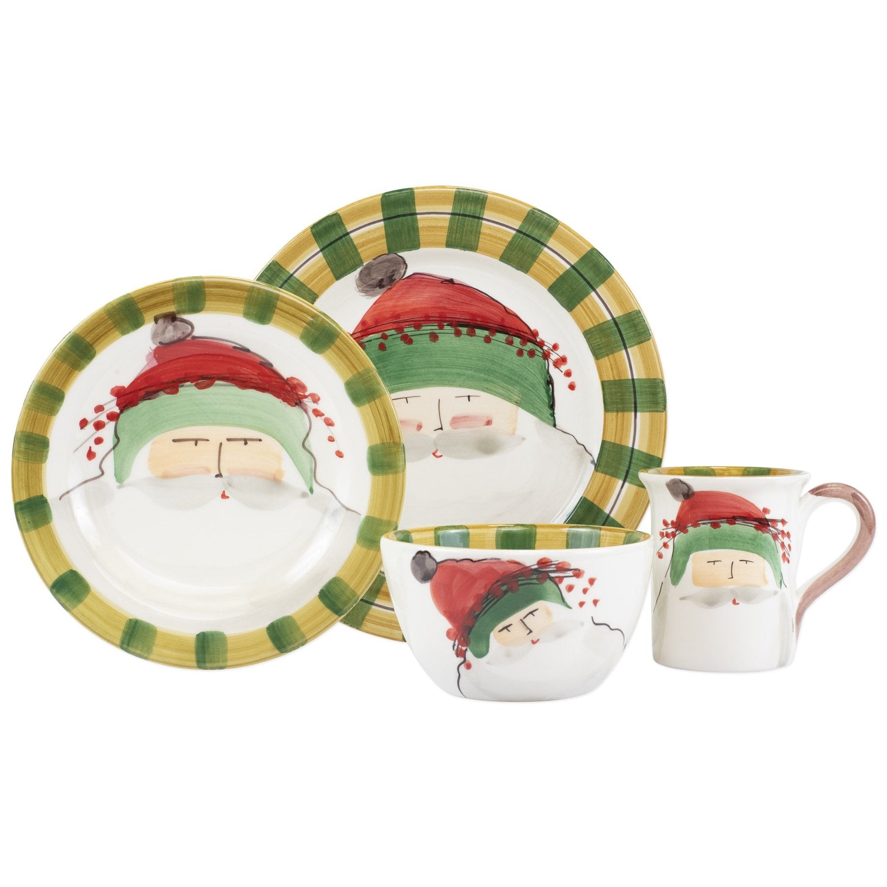VIETRI: Old St. Nick Green Hat Four-Piece Place Setting - tops-selection.shop