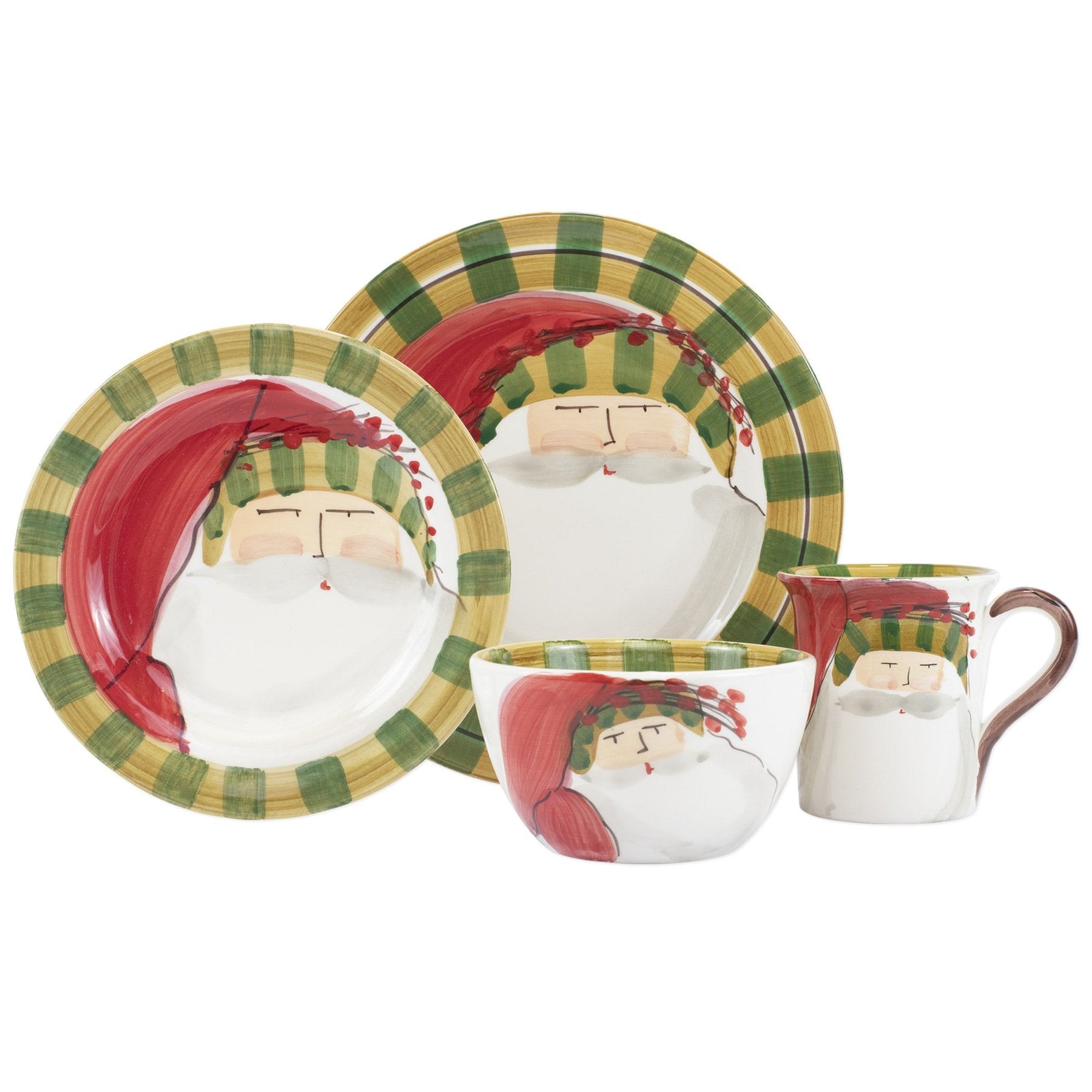 VIETRI: Old St. Nick Striped Hat Four-Piece Place Setting - tops-selection.shop