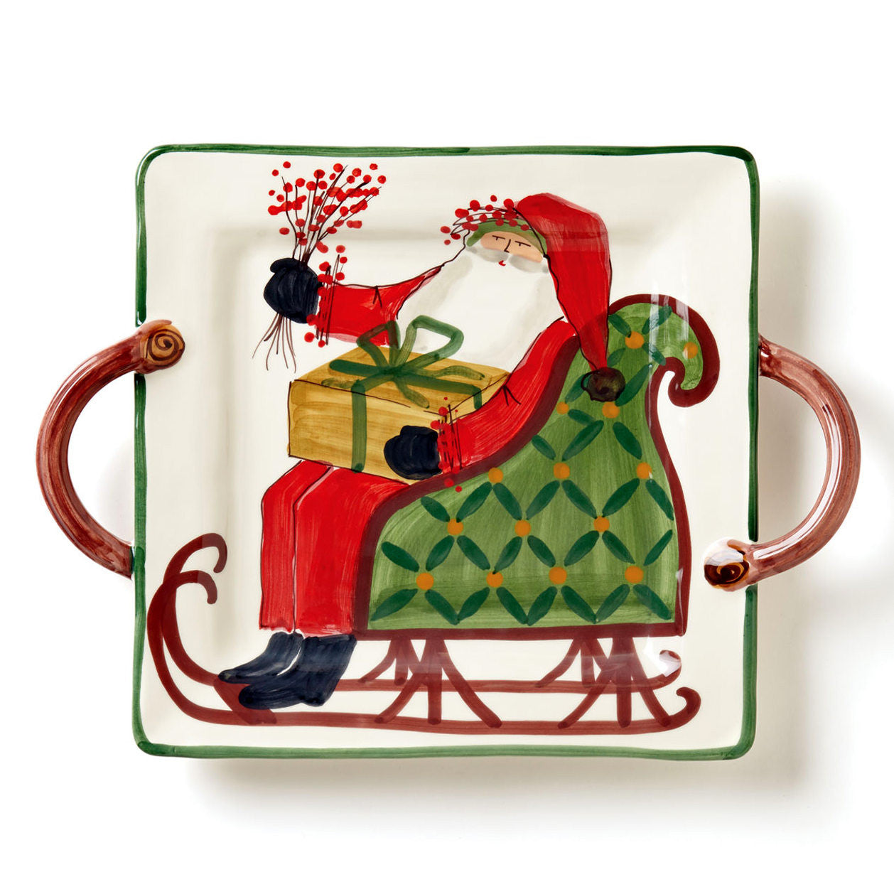 VIETRI: Old St Nick Square Handled Platter - tops-selection.shop