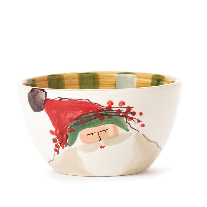 VIETRI: Old St Nick Cereal Bowl Green Hat - tops-selection.shop