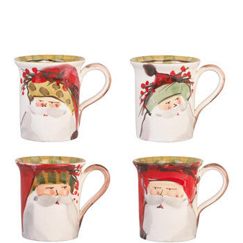 VIETRI: Old St Nick Asst Mug 14 OZ (Set of 4 Mugs) - tops-selection.shop