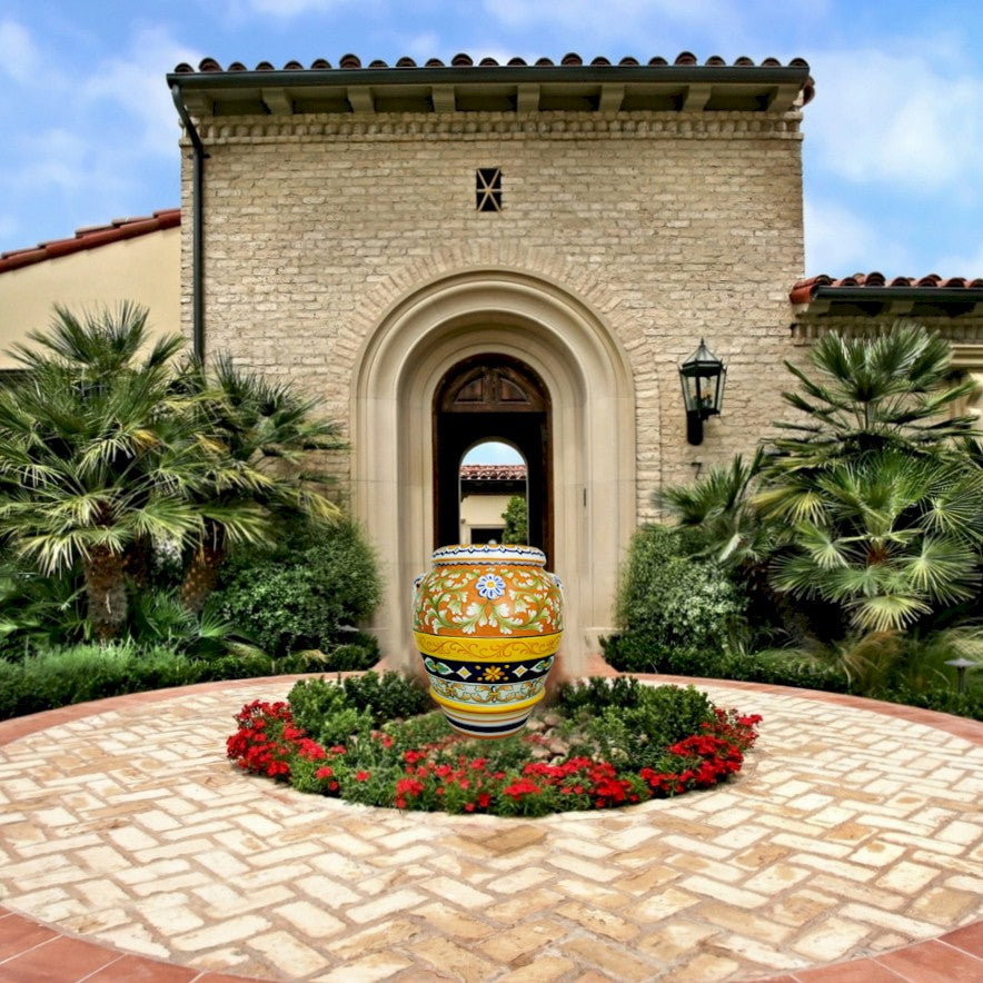 GRANDE GIARDINO:  Extra Large Deruta-Tuscan Orcio-Urn - DERUTA VARIO design (32" High) - tops-selection.shop