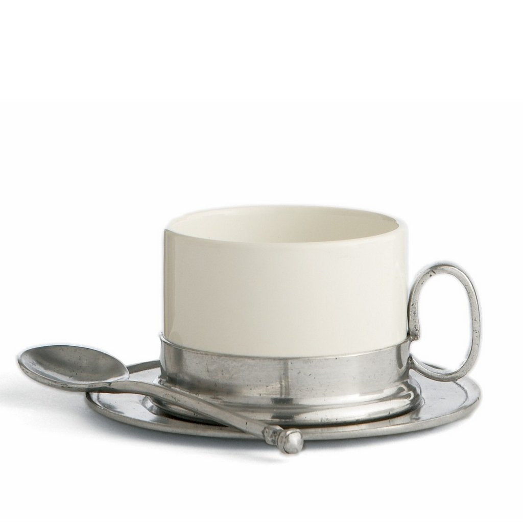 ARTE ITALICA: Tuscan Cappuccino Cup and Saucer with Spoon - tops-selection.shop