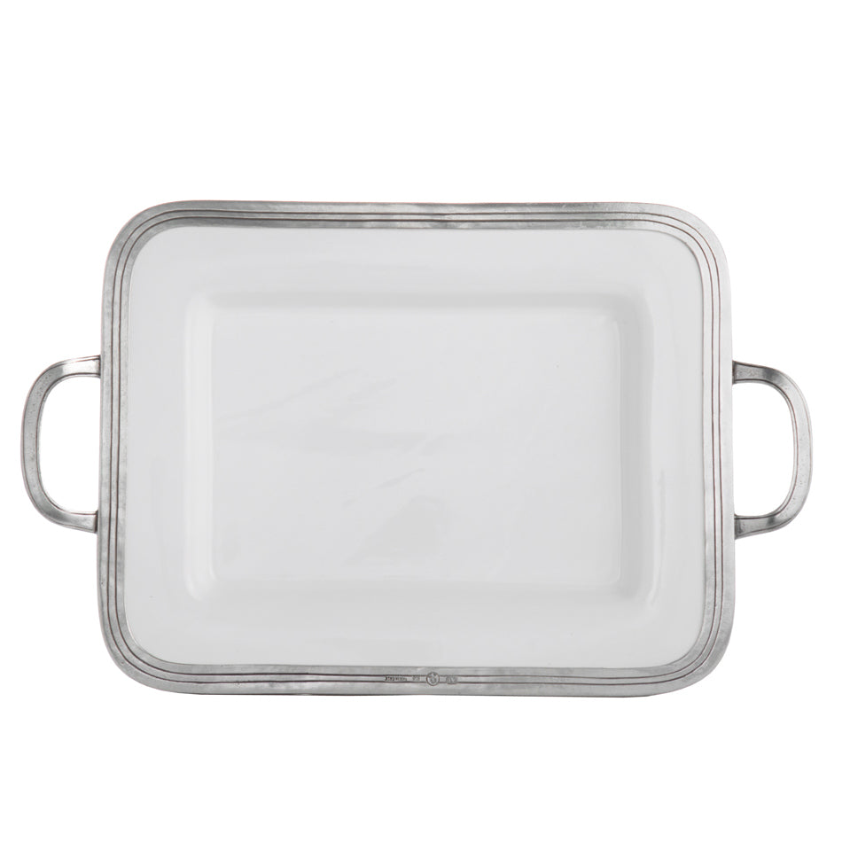 ARTE ITALICA: Tuscan Small Rectangular Tray with Handles - tops-selection.shop