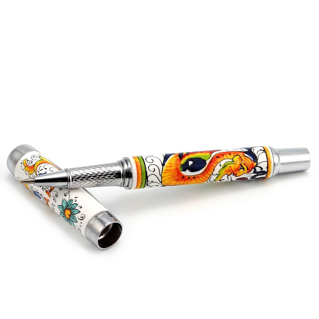 ART PEN: Artistica ROLLER BALL pen Ceramic Porcelain Raffaellesco Deruta design - tops-selection.shop