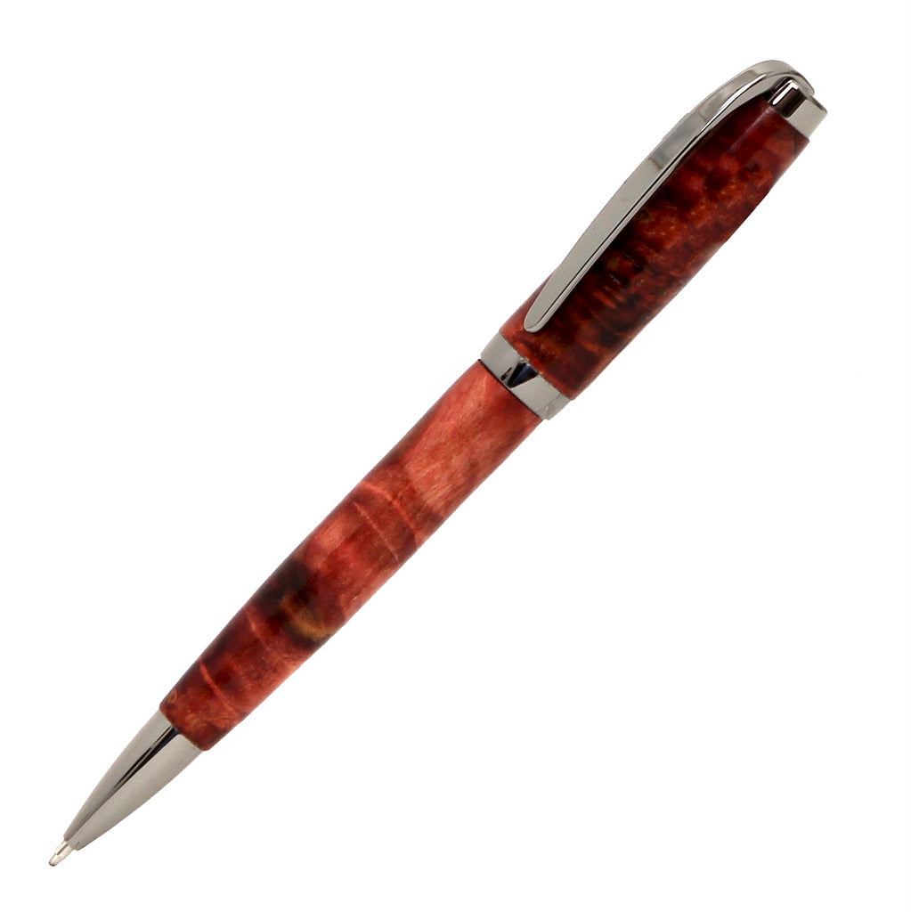 ART-PEN: Handcrafted Luxury Twist Pen - GRADUATE Gun Metal with Red Buckeye Bur body - tops-selection.shop