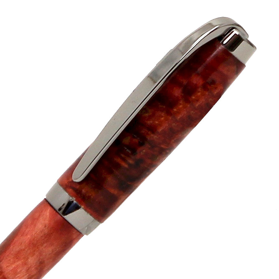 ART-PEN: Handcrafted Luxury Twist Pen - GRADUATE Gun Metal with Red Buckeye Bur body - tops-selection.shop