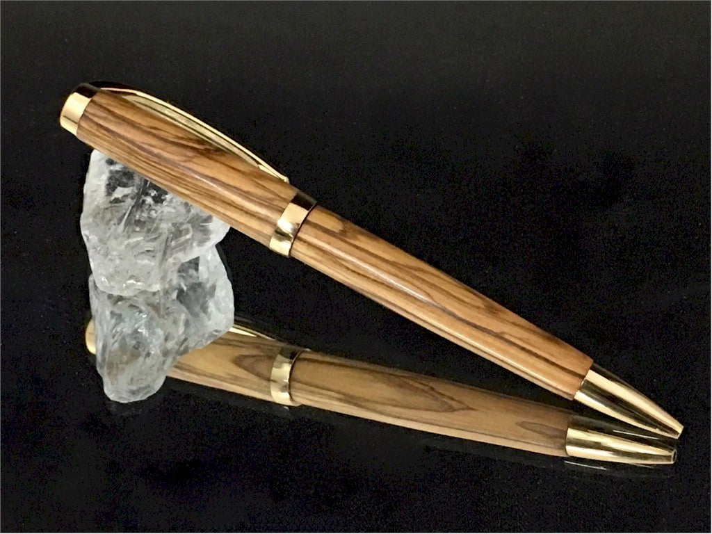 ART-PEN: Handcrafted Luxury Twist Pen - GRADUATE 24 Carats Gold Plated with Bethlehem Olivewood body - tops-selection.shop