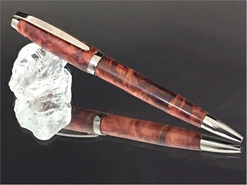 ART-PEN: Handcrafted Luxury Twist Pen - GRADUATE Gun Metal with Red Buckeye Bur body - tops-selection.shop