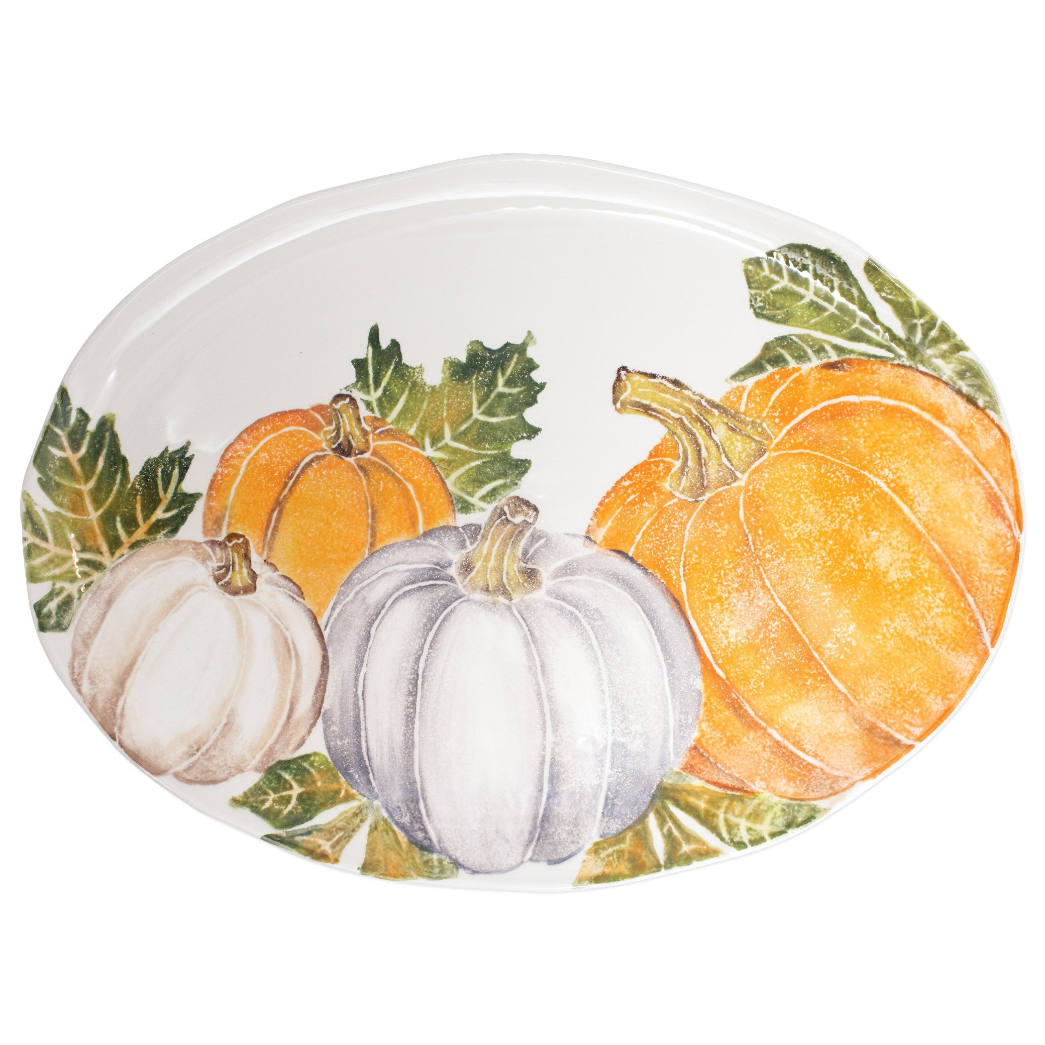 VIETRI: Pumpkins Large Oval Platter w/ Assorted Pumpkins - tops-selection.shop