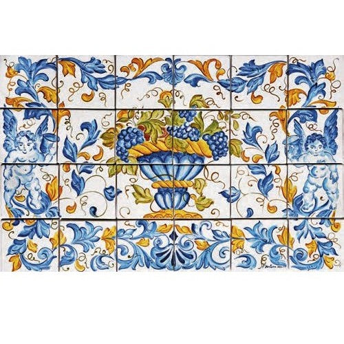 ANTICA DERUTA: WALL PANEL BACKSPLASH CORNUCOPIA OF PROSPERITY DESIGN - tops-selection.shop