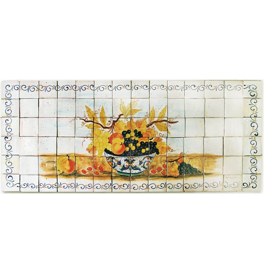 ANTICA DERUTA: WALL PANEL BACKSPLASH RICCO DEUTA BOWL AND FRUIT - tops-selection.shop