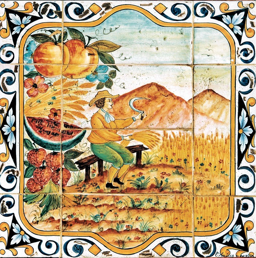 ANTICA DERUTA: WALL PANEL BACKSPLASH FOUR SEASON SUMMER - tops-selection.shop