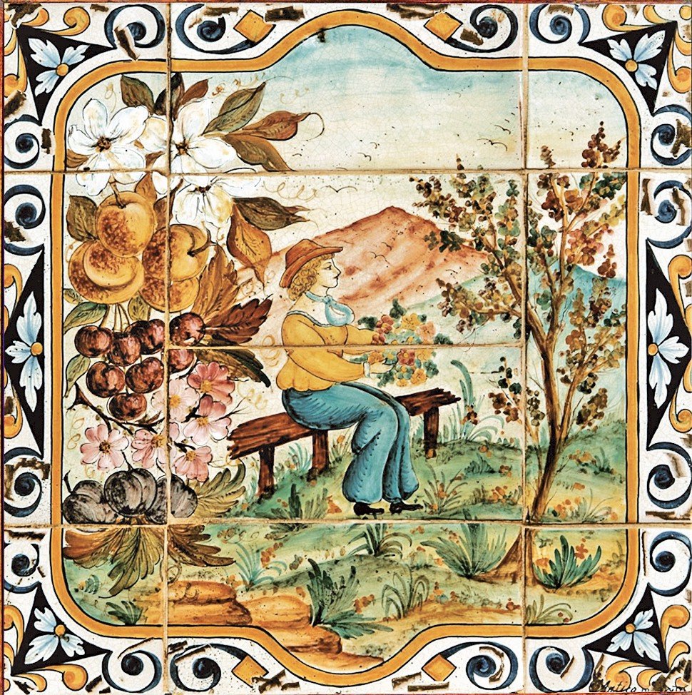 ANTICA DERUTA: WALL PANEL BACKSPLASH FOUR SEASON SPRING - tops-selection.shop