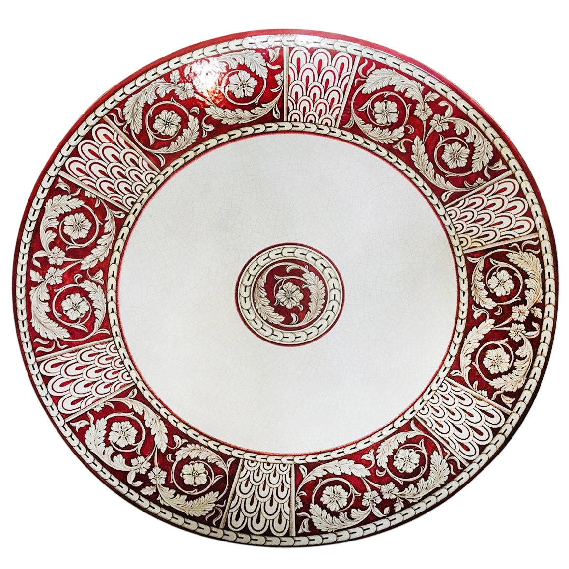 CERAMIC STONE TABLE + IRON BASE: POMPEI Design^ - Hand Painted - tops-selection.shop