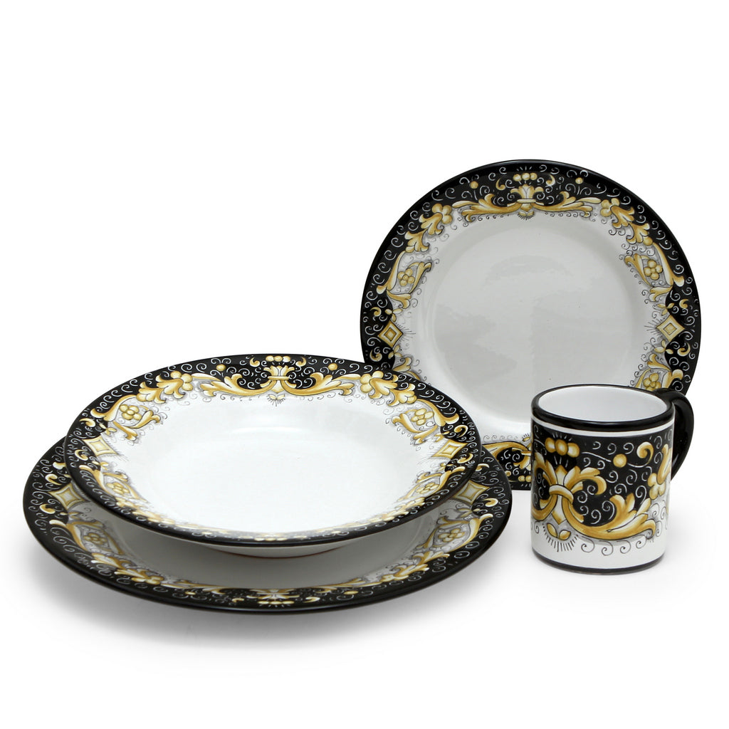 DERUTA COLORI: 4 Pieces Place Setting Bundle - BLACK/GOLD - tops-selection.shop