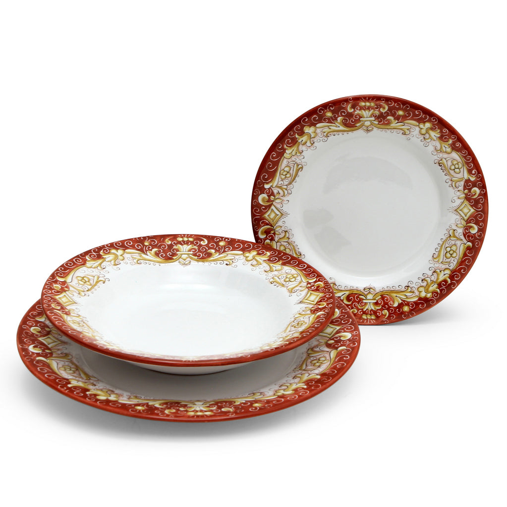 DERUTA COLORI: 3 Pieces Place Setting Bundle - CORAL RED - tops-selection.shop