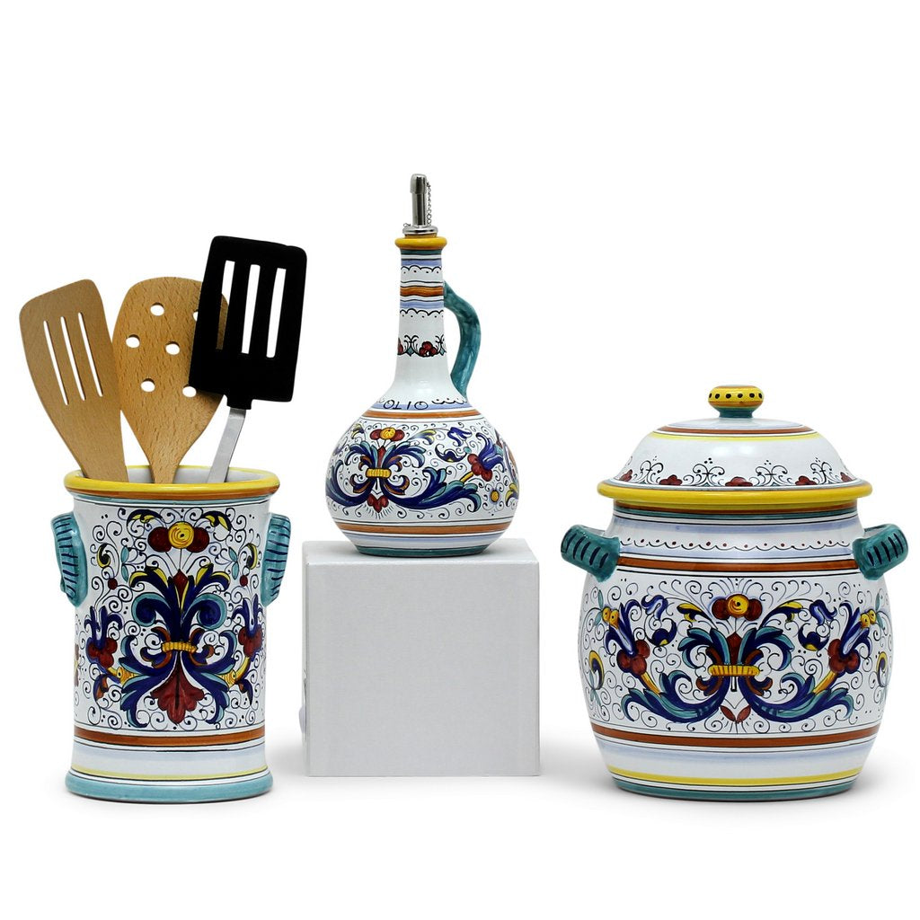 RICCO DERUTA: Bundle with Utensil Holder + Olive Oil Dispenser + Biscotti Jar - tops-selection.shop