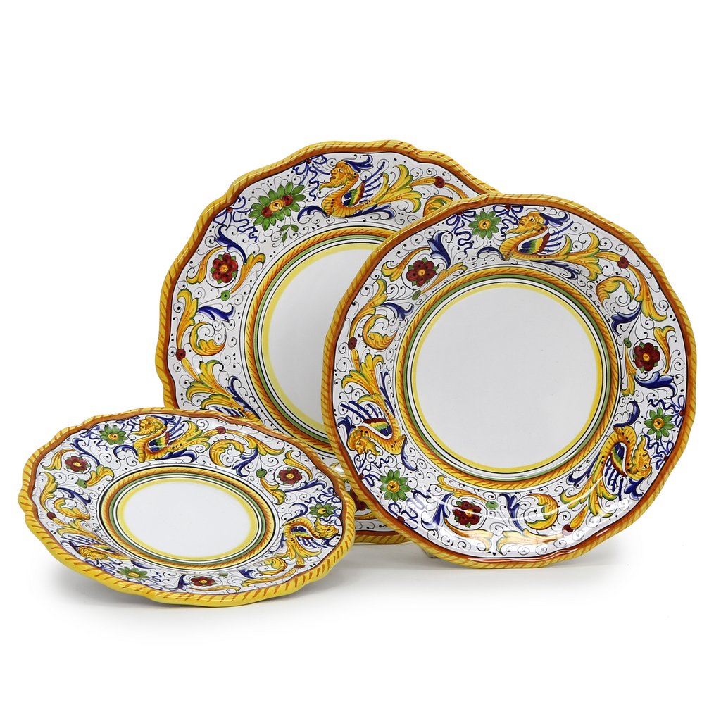 RAFFAELLESCO DELUXE: 3 Pieces Place Setting (White Center) - tops-selection.shop