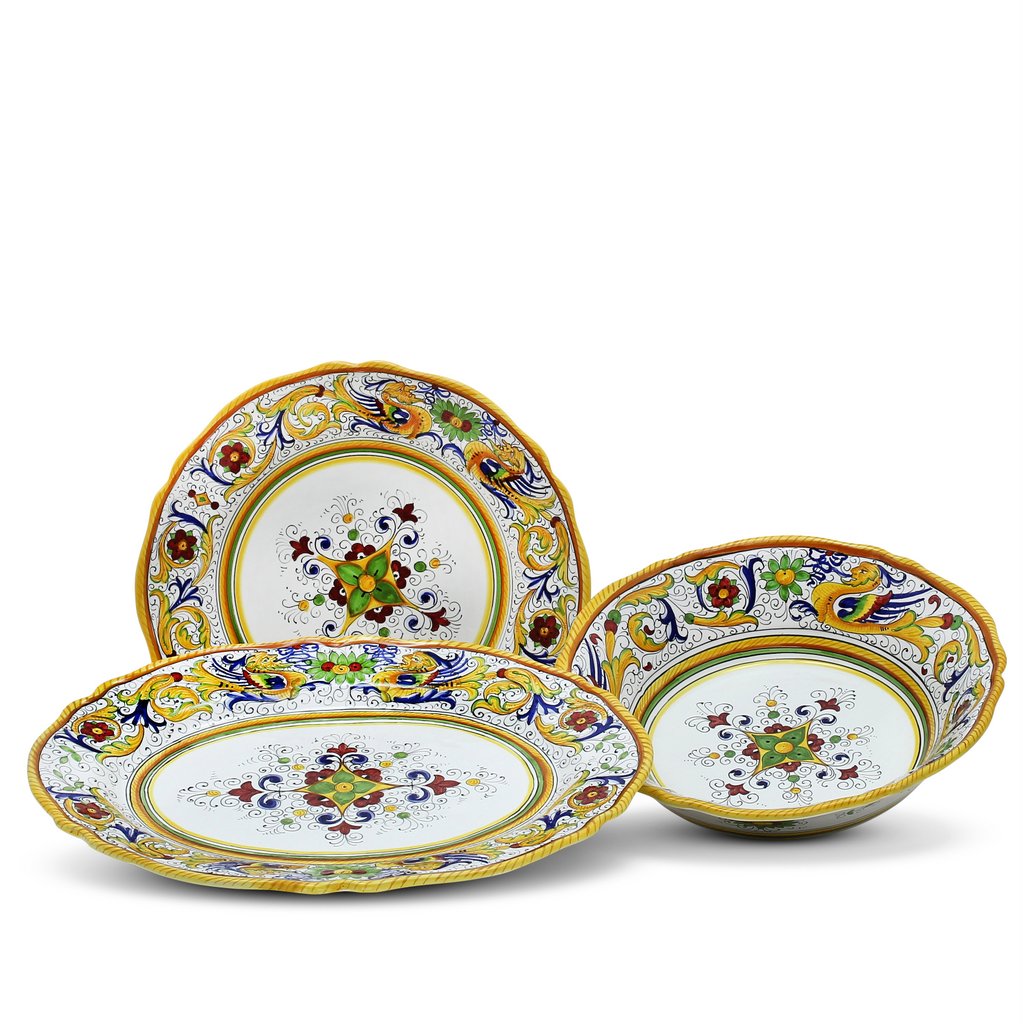 RAFFAELLESCO DELUXE: Serving Set Charger + Salad Pasta Bowl + Oval Platter - tops-selection.shop