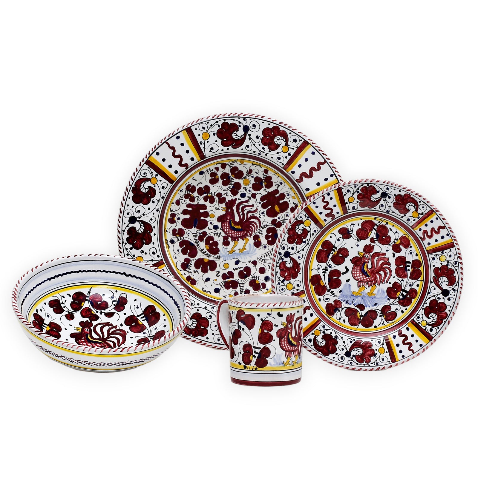 ORVIETO RED ROOSTER: 4 Pieces Place Setting - tops-selection.shop