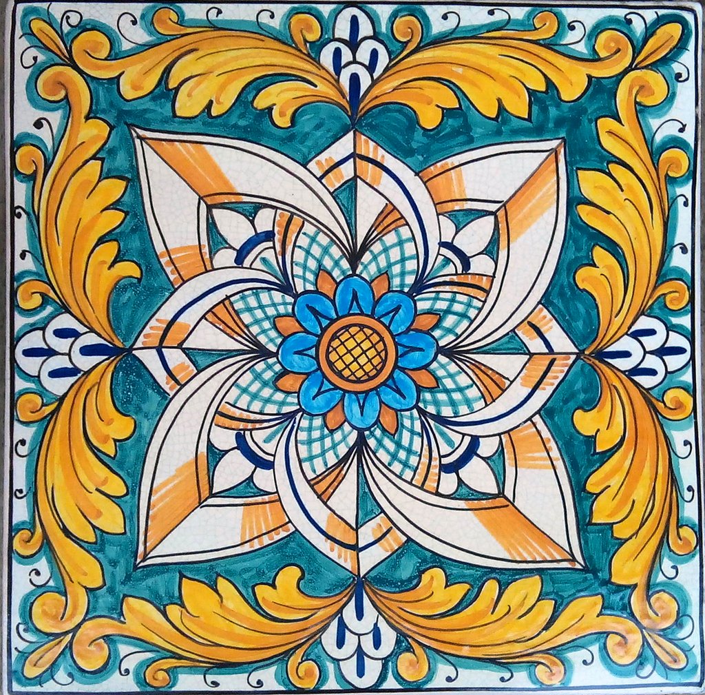 ANTICA DERUTA: Hand Painted Ceramic Authentic Deruta Tile - tops-selection.shop