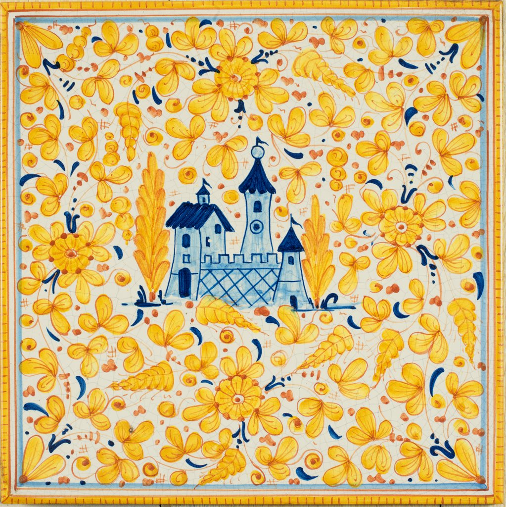 ANTICA DERUTA: Large Hand Painted Ceramic Authentic Deruta Tile - tops-selection.shop