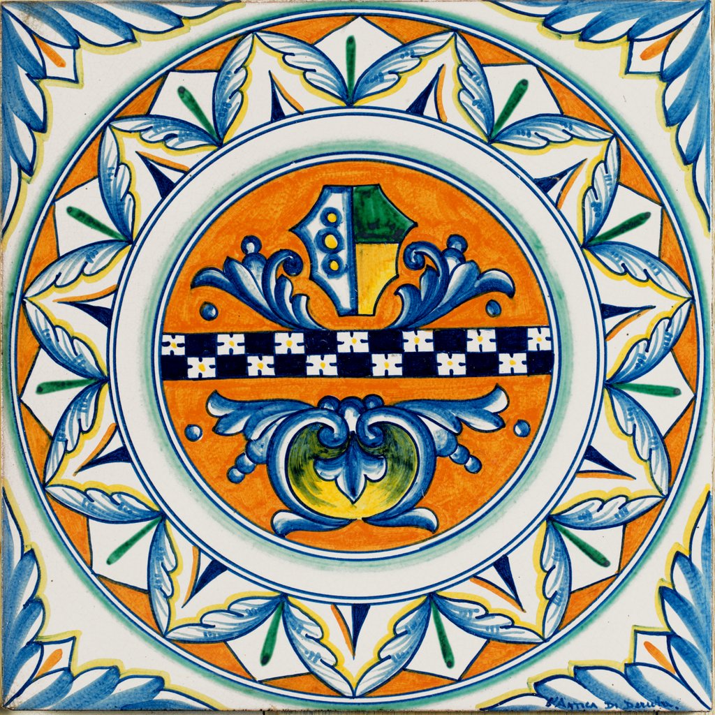 ANTICA DERUTA: Large Hand Painted Ceramic Authentic Deruta Tile - tops-selection.shop