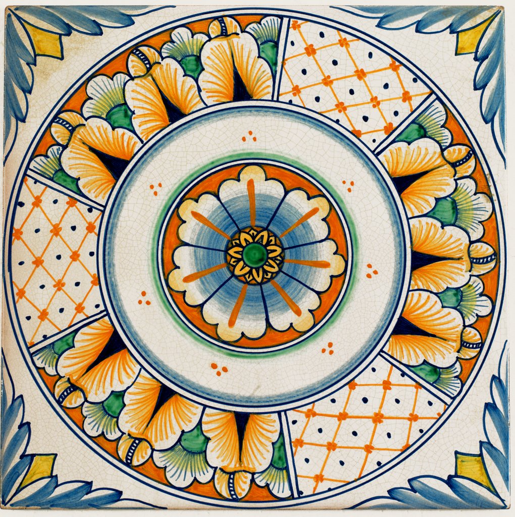 ANTICA DERUTA: Large Hand Painted Ceramic Authentic Deruta Tile - tops-selection.shop