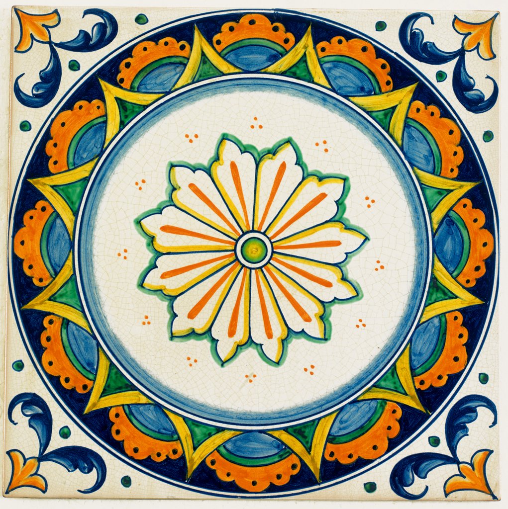 ANTICA DERUTA: Large Hand Painted Ceramic Authentic Deruta Tile - tops-selection.shop