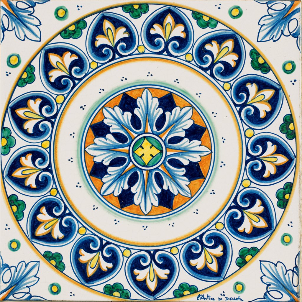 ANTICA DERUTA: Large Hand Painted Ceramic Authentic Deruta Tile - tops-selection.shop