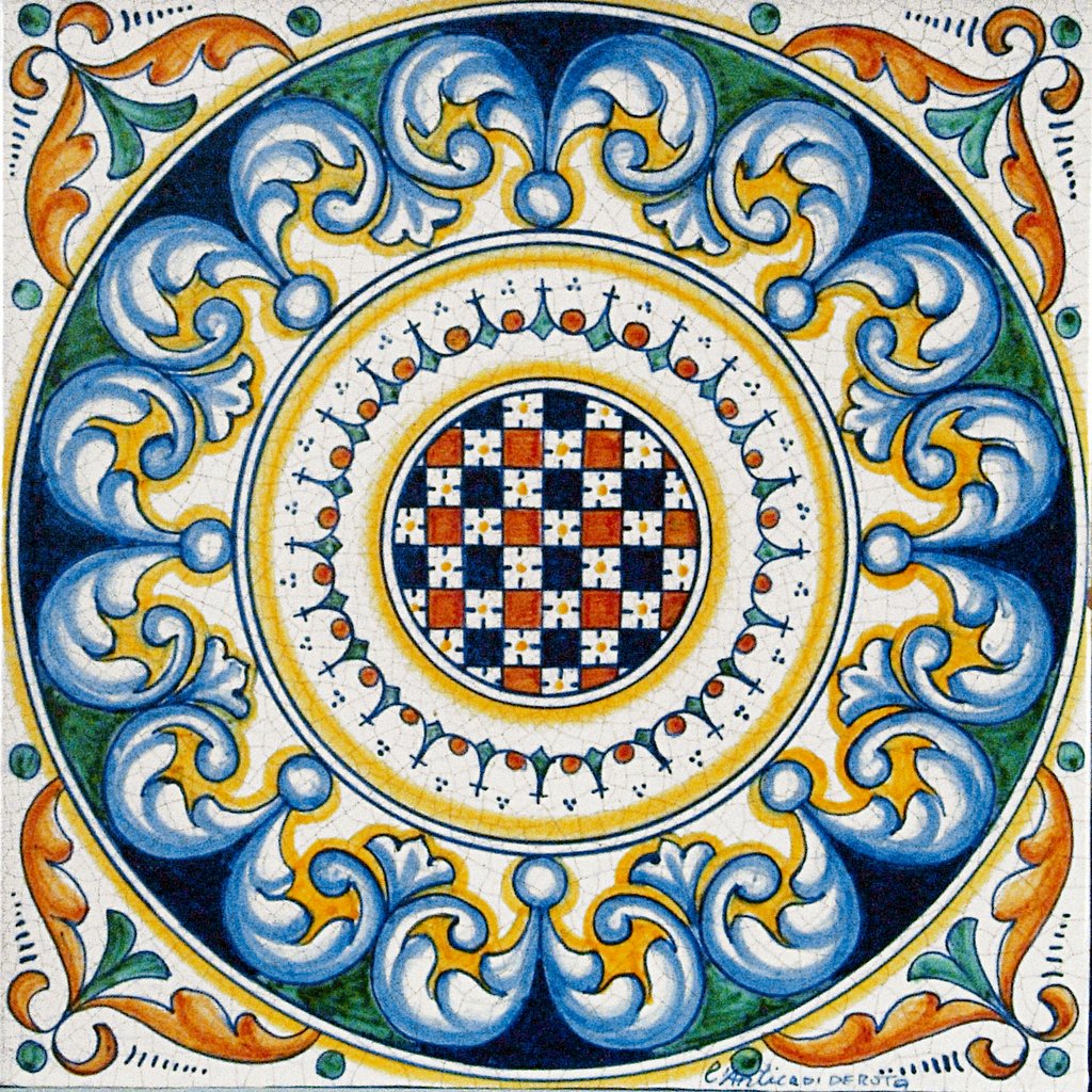 ANTICA DERUTA: Large Hand Painted Ceramic Authentic Deruta Tile - tops-selection.shop
