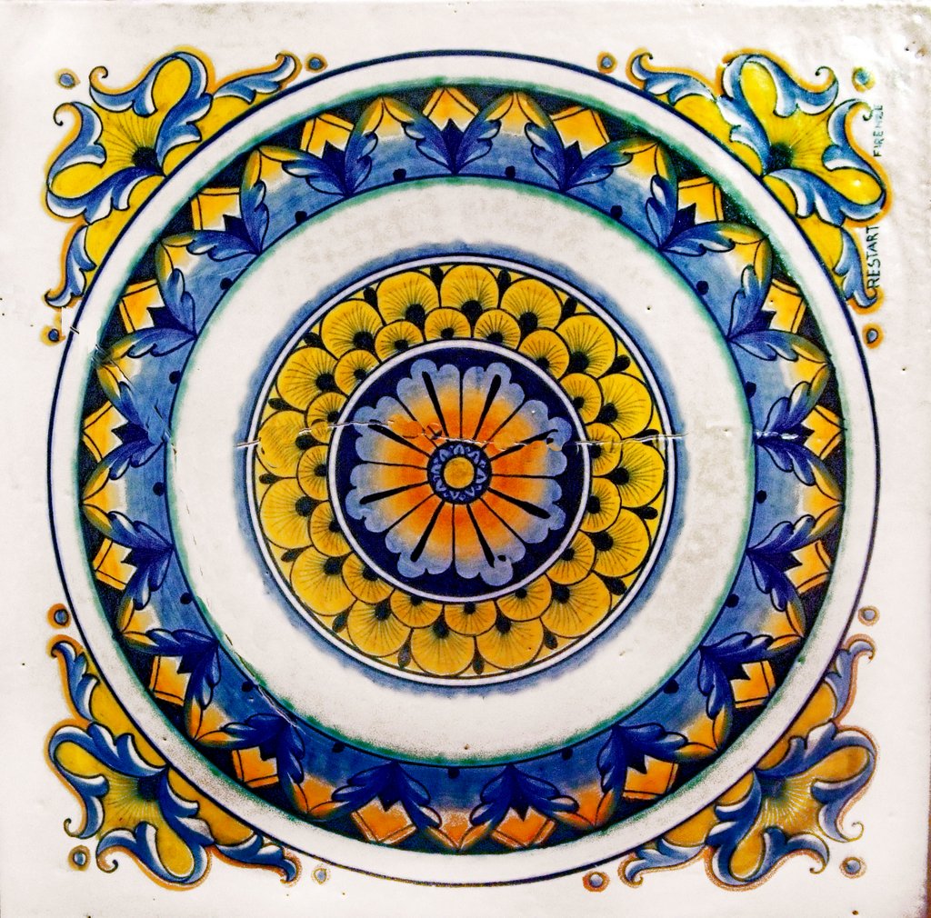 ANTICA DERUTA: Large Hand Painted Ceramic Authentic Deruta Tile - tops-selection.shop