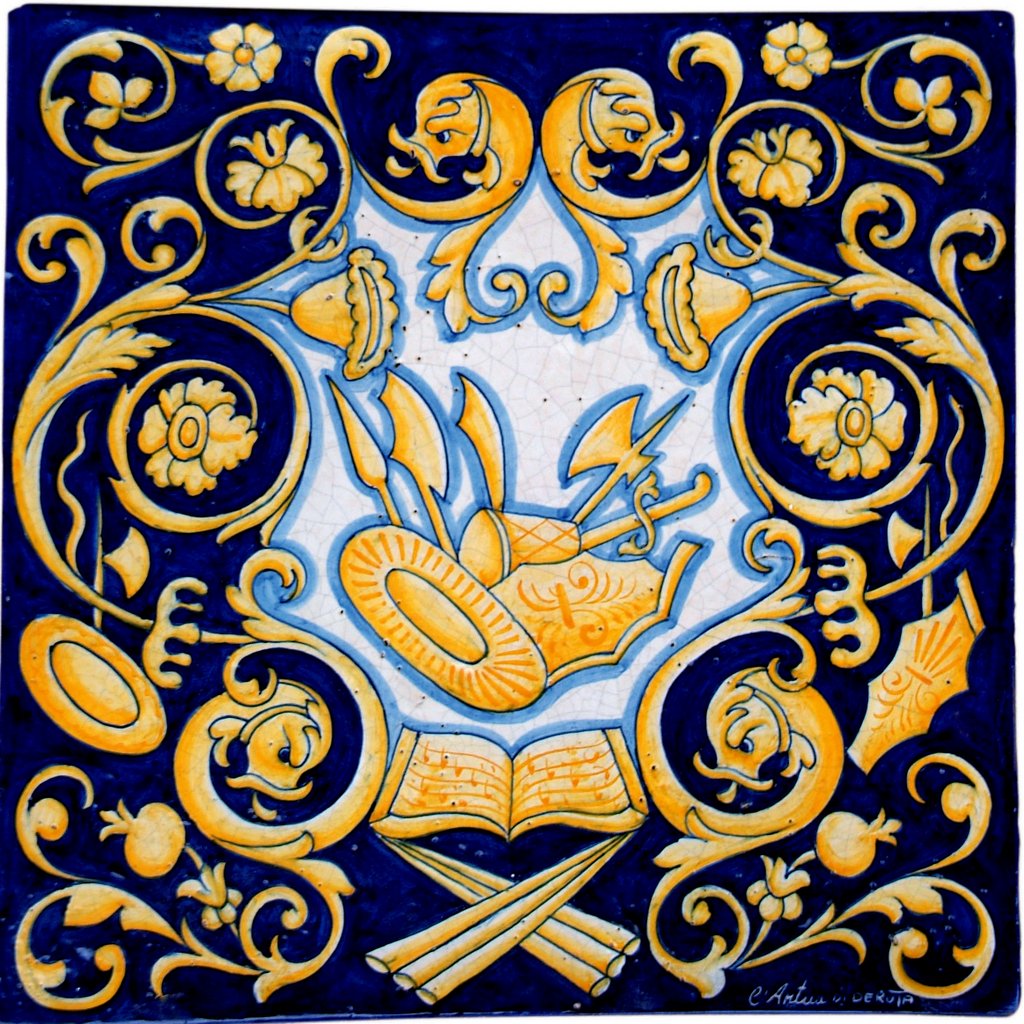 ANTICA DERUTA: Large Hand Painted Ceramic Authentic Deruta Tile - tops-selection.shop
