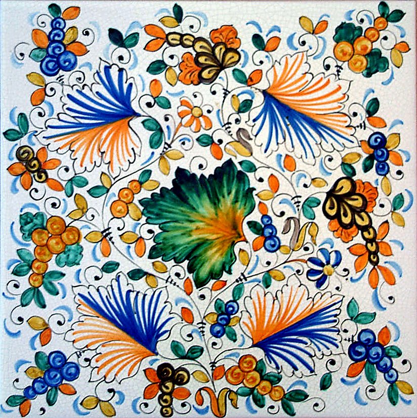 ANTICA DERUTA: Large Hand Painted Ceramic Authentic Deruta Tile - tops-selection.shop