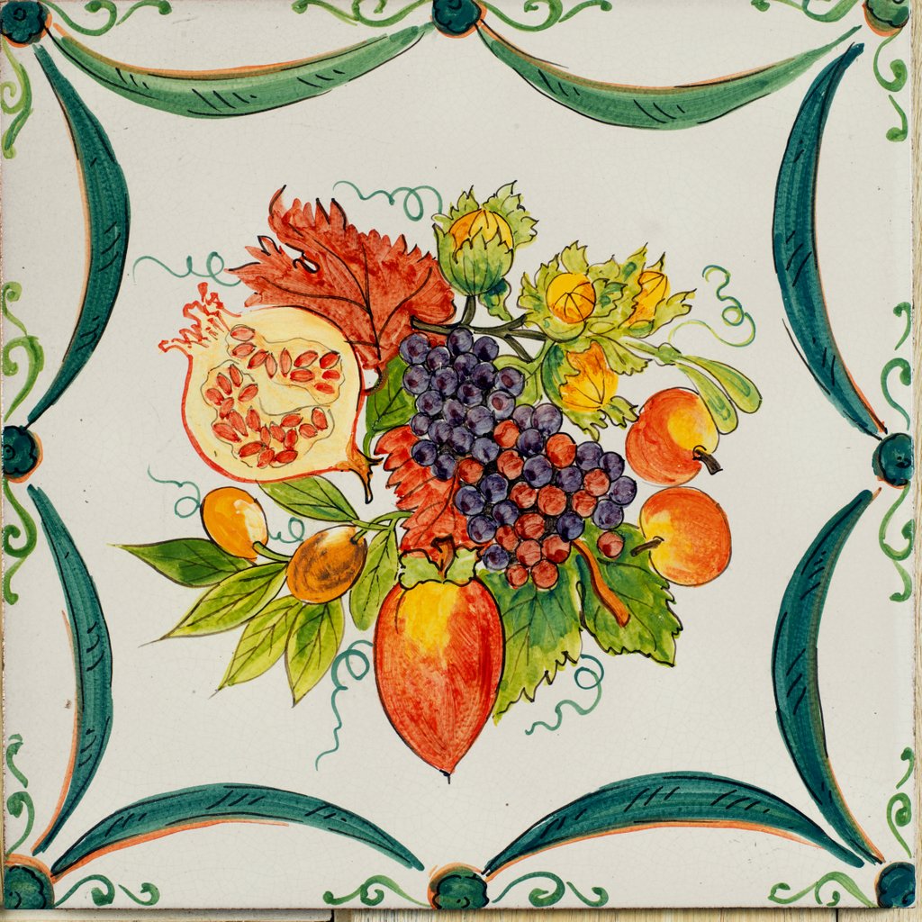 ANTICA DERUTA: Large Hand Painted Ceramic Authentic Deruta Tile - tops-selection.shop