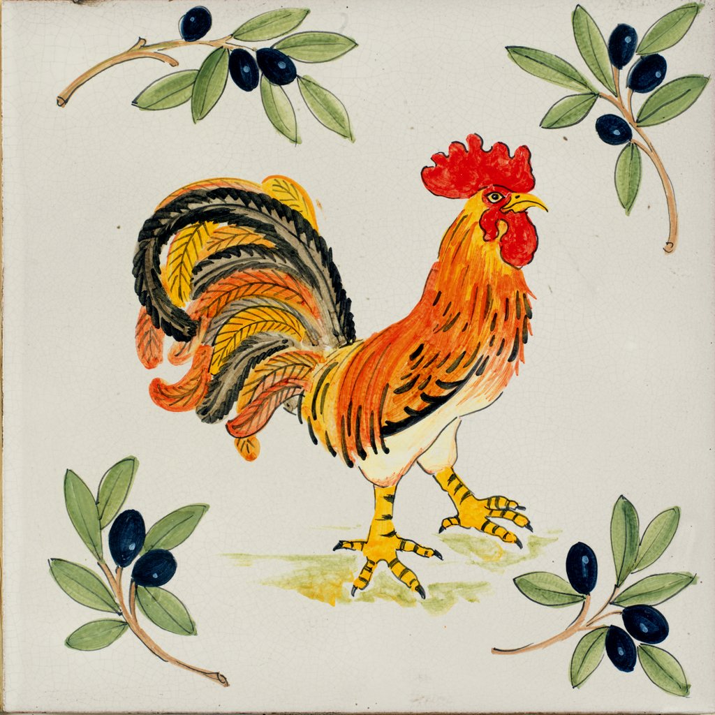 ANTICA DERUTA: Large Hand Painted Ceramic Authentic Deruta Tile - tops-selection.shop
