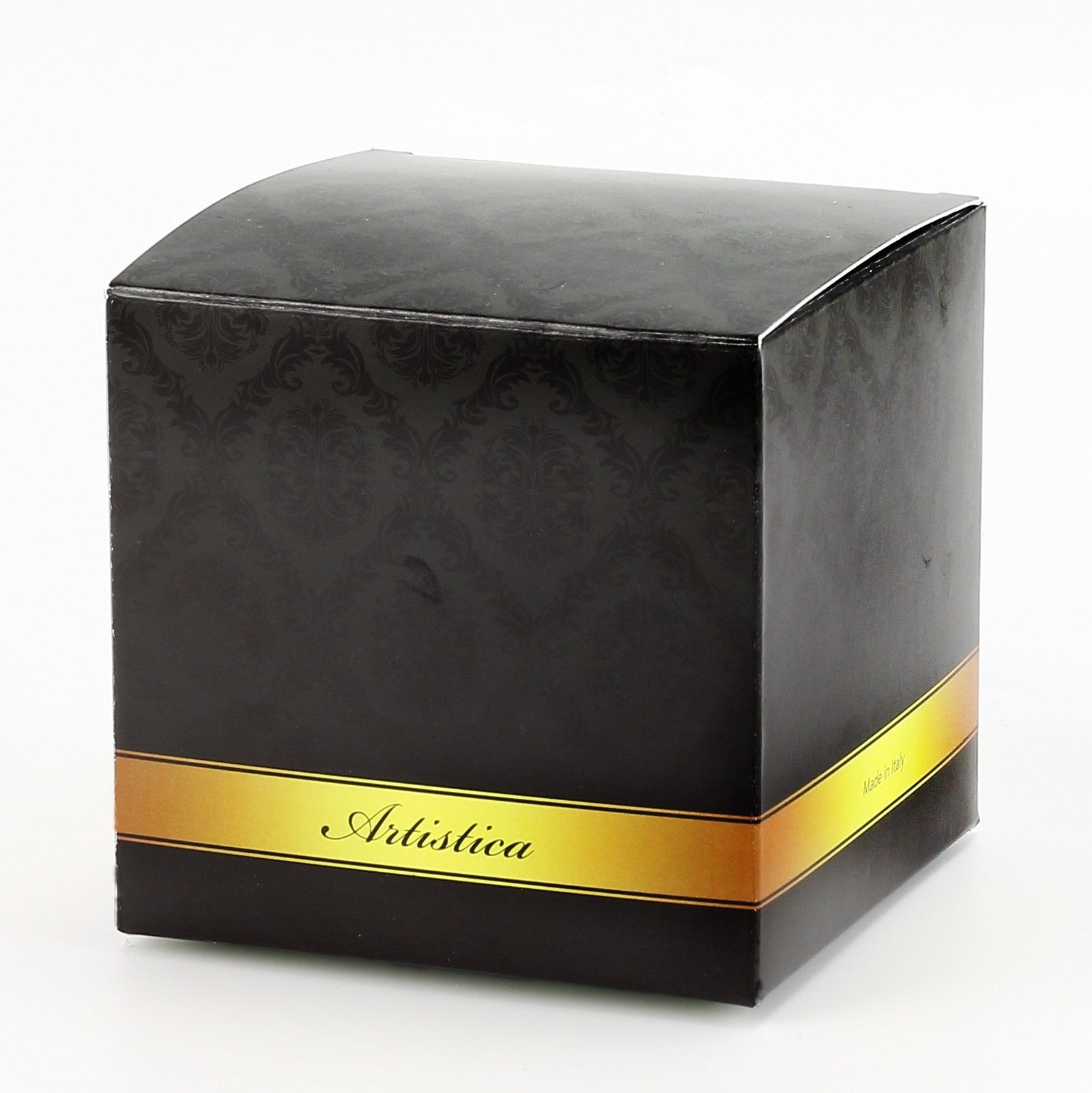 HOLIDAYS DERUTA MILANO: Large Candle Black with Hand Painted Pure Gold Stripes - tops-selection.shop