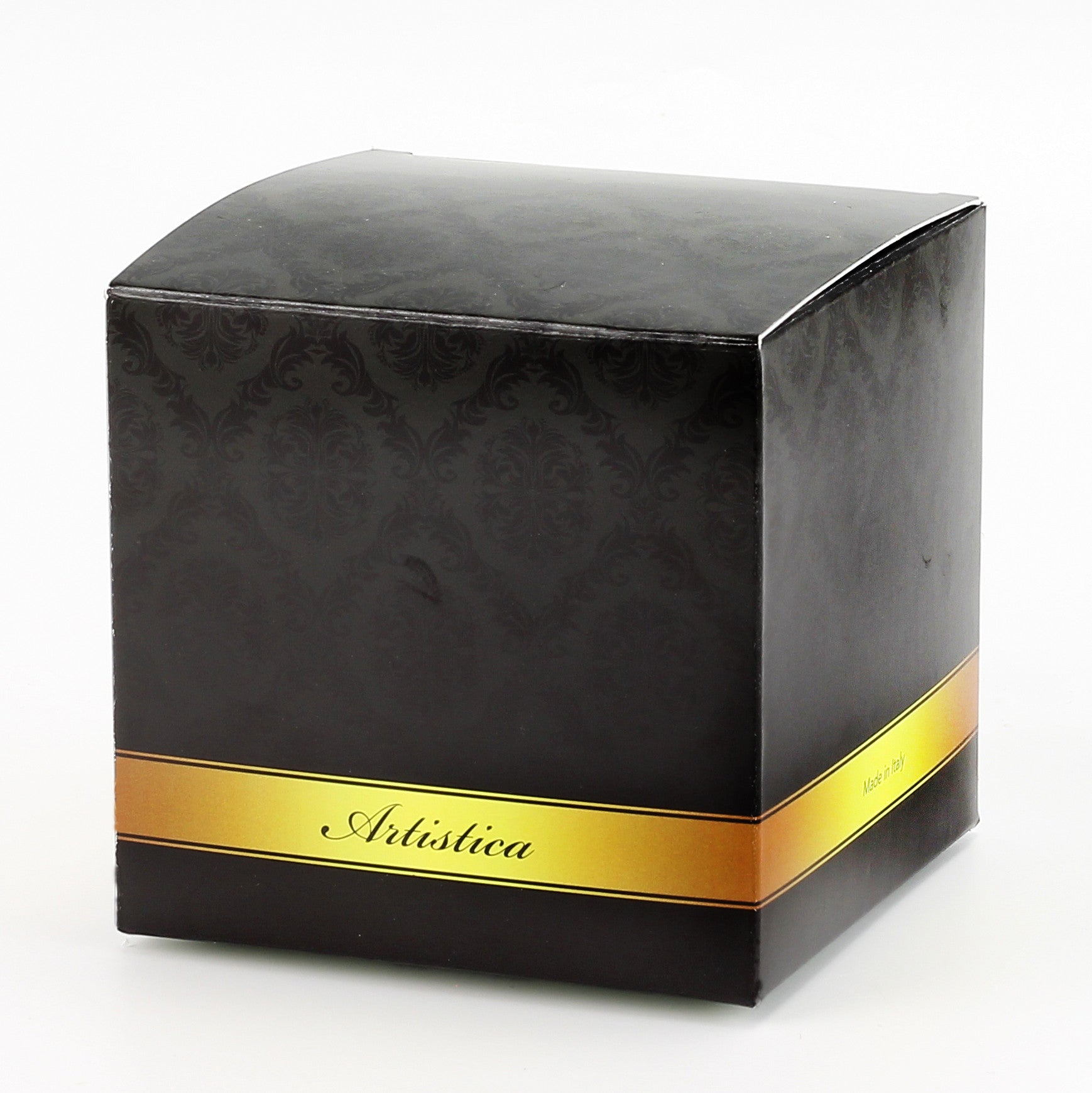 HOLIDAYS DERUTA MILANO: Large Candle Black with Hand Painted Pure Gold Stripes - tops-selection.shop