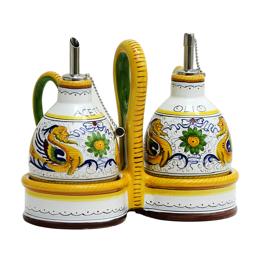 RAFFAELLESCO DELUXE: Oil and Vinegar cruets set with caddy - tops-selection.shop